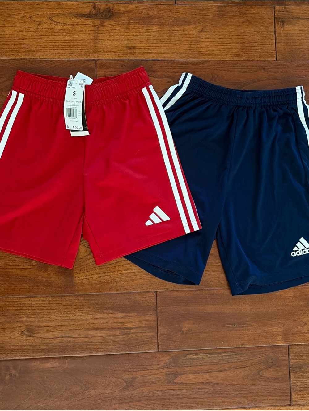 Adidas Kids Athletic Shorts Size Small 3-Stripe Red Tastigo NWT Blue Squadra